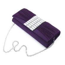 Load image into Gallery viewer, Elegant Pleated Satin Flap Crystal Rhinestones Clutch Evening Bag