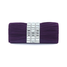 Load image into Gallery viewer, Elegant Pleated Satin Flap Crystal Rhinestones Clutch Evening Bag