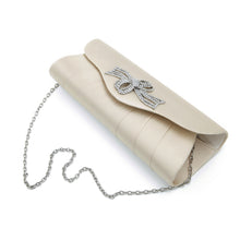 Load image into Gallery viewer, Elegant Satin Flap Rhinestones Flower Ribbon Clutch Evening Bag