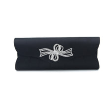 Load image into Gallery viewer, Elegant Satin Flap Rhinestones Flower Ribbon Clutch Evening Bag