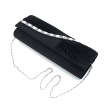 Load image into Gallery viewer, Elegant Wave Crystal Pleated Satin Flap Clutch Evening Bag