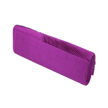 Load image into Gallery viewer, Elegant Wave Crystal Pleated Satin Flap Clutch Evening Bag