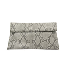 Load image into Gallery viewer, Premium Snakeskin PU Leather Roll Up Flap Clutch Evening Bag