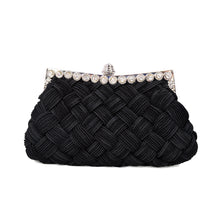 Load image into Gallery viewer, Elegant Braided Pleated Glitter Rhinestone Clutch Evening Bag