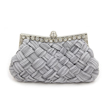 Load image into Gallery viewer, Elegant Braided Pleated Glitter Rhinestone Clutch Evening Bag