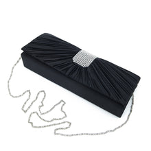 Load image into Gallery viewer, Elegant Classic Pleated Satin Flap Rhinestones Clutch Evening Bag - Diff Colors