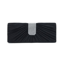 Load image into Gallery viewer, Elegant Classic Pleated Satin Flap Rhinestones Clutch Evening Bag - Diff Colors
