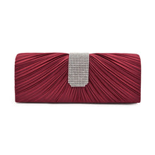 Load image into Gallery viewer, Elegant Classic Pleated Satin Flap Rhinestones Clutch Evening Bag - Diff Colors