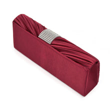 Load image into Gallery viewer, Elegant Classic Pleated Satin Flap Rhinestones Clutch Evening Bag - Diff Colors
