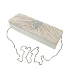 Load image into Gallery viewer, Elegant Classic Pleated Satin Flap Rhinestones Clutch Evening Bag - Diff Colors