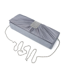 Load image into Gallery viewer, Elegant Classic Pleated Satin Flap Rhinestones Clutch Evening Bag - Diff Colors
