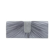 Load image into Gallery viewer, Elegant Classic Pleated Satin Flap Rhinestones Clutch Evening Bag - Diff Colors