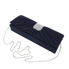 Load image into Gallery viewer, Elegant Classic Pleated Satin Flap Rhinestones Clutch Evening Bag - Diff Colors
