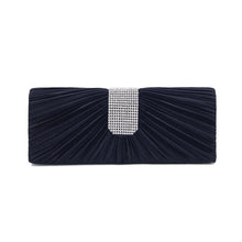 Load image into Gallery viewer, Elegant Classic Pleated Satin Flap Rhinestones Clutch Evening Bag - Diff Colors