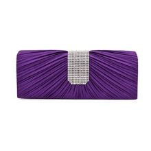 Load image into Gallery viewer, Elegant Classic Pleated Satin Flap Rhinestones Clutch Evening Bag - Diff Colors