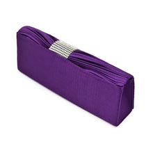 Load image into Gallery viewer, Elegant Classic Pleated Satin Flap Rhinestones Clutch Evening Bag - Diff Colors