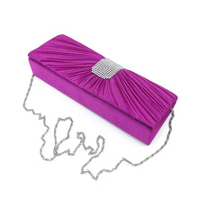 Load image into Gallery viewer, Elegant Classic Pleated Satin Flap Rhinestones Clutch Evening Bag - Diff Colors