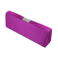 Load image into Gallery viewer, Elegant Classic Pleated Satin Flap Rhinestones Clutch Evening Bag - Diff Colors