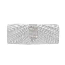 Load image into Gallery viewer, Elegant Classic Pleated Satin Flap Rhinestones Clutch Evening Bag - Diff Colors