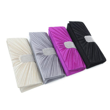 Load image into Gallery viewer, Elegant Classic Pleated Satin Flap Rhinestones Clutch Evening Bag - Diff Colors