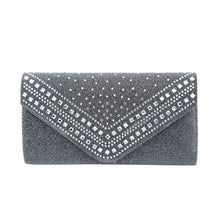 Load image into Gallery viewer, Premium Crystal Metallic Glitter Flap Clutch Evening Bag Handbag