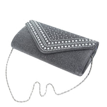 Load image into Gallery viewer, Premium Crystal Metallic Glitter Flap Clutch Evening Bag Handbag