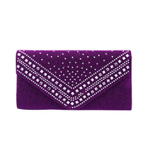 Load image into Gallery viewer, Premium Crystal Metallic Glitter Flap Clutch Evening Bag Handbag