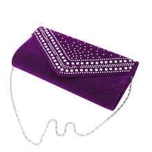 Load image into Gallery viewer, Premium Crystal Metallic Glitter Flap Clutch Evening Bag Handbag