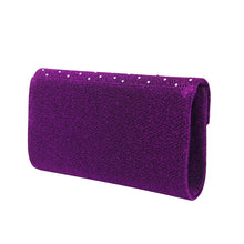Load image into Gallery viewer, Premium Crystal Metallic Glitter Flap Clutch Evening Bag Handbag