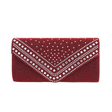 Load image into Gallery viewer, Premium Crystal Metallic Glitter Flap Clutch Evening Bag Handbag