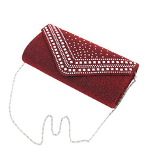 Load image into Gallery viewer, Premium Crystal Metallic Glitter Flap Clutch Evening Bag Handbag