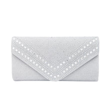 Load image into Gallery viewer, Premium Crystal Metallic Glitter Flap Clutch Evening Bag Handbag