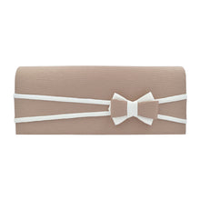 Load image into Gallery viewer, Premium Matte 2-Tone Bow Front Flap Clutch Evening Bag