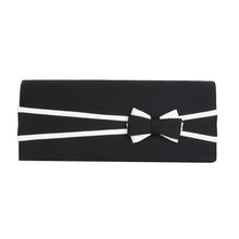 Load image into Gallery viewer, Premium Matte 2-Tone Bow Front Flap Clutch Evening Bag

