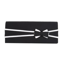 Load image into Gallery viewer, Premium Matte 2-Tone Bow Front Flap Clutch Evening Bag