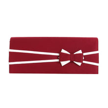 Load image into Gallery viewer, Premium Matte 2-Tone Bow Front Flap Clutch Evening Bag