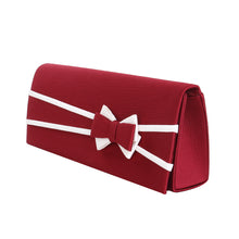 Load image into Gallery viewer, Premium Matte 2-Tone Bow Front Flap Clutch Evening Bag