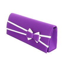 Load image into Gallery viewer, Premium Matte 2-Tone Bow Front Flap Clutch Evening Bag