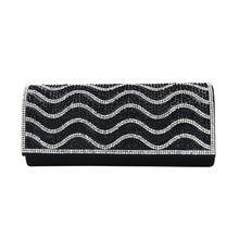 Load image into Gallery viewer, Rhinestones & Pearl Beads Wave Front Glitter Shine Clutch Evening Bag
