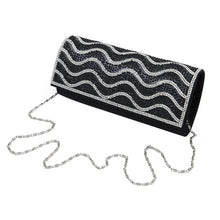 Load image into Gallery viewer, Rhinestones & Pearl Beads Wave Front Glitter Shine Clutch Evening Bag