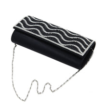 Load image into Gallery viewer, Rhinestones & Pearl Beads Wave Front Glitter Shine Clutch Evening Bag