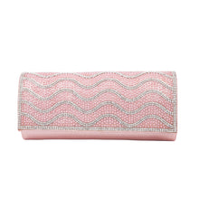 Load image into Gallery viewer, Rhinestones & Pearl Beads Wave Front Glitter Shine Clutch Evening Bag