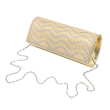 Load image into Gallery viewer, Rhinestones & Pearl Beads Wave Front Glitter Shine Clutch Evening Bag