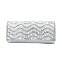 Load image into Gallery viewer, Rhinestones & Pearl Beads Wave Front Glitter Shine Clutch Evening Bag