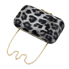 Load image into Gallery viewer, Elegant Leopard PU Leather Crystal Bow Top Hard Clutch Evening Bag Handbag