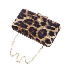 Load image into Gallery viewer, Elegant Leopard PU Leather Crystal Bow Top Hard Clutch Evening Bag Handbag