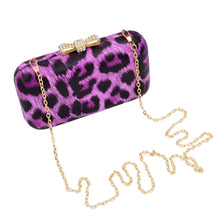 Load image into Gallery viewer, Elegant Leopard PU Leather Crystal Bow Top Hard Clutch Evening Bag Handbag