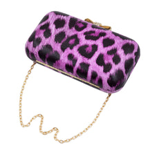 Load image into Gallery viewer, Elegant Leopard PU Leather Crystal Bow Top Hard Clutch Evening Bag Handbag