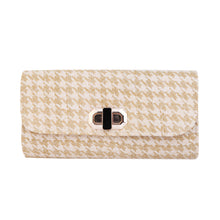 Load image into Gallery viewer, Classic Houndstooth Turnlock Flap Straw Clutch Bag Handbag