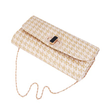 Load image into Gallery viewer, Classic Houndstooth Turnlock Flap Straw Clutch Bag Handbag